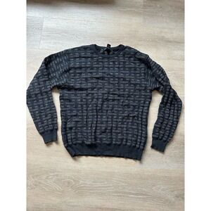 Vintage 90s Mino Milano Wool Textured Sweater Crewneck Black Gray Size L Italy
